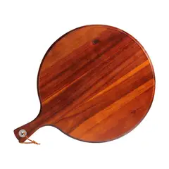GENERICO - Tabla Redonda Madera Acacia Pizza Quesos Verduras 47cm