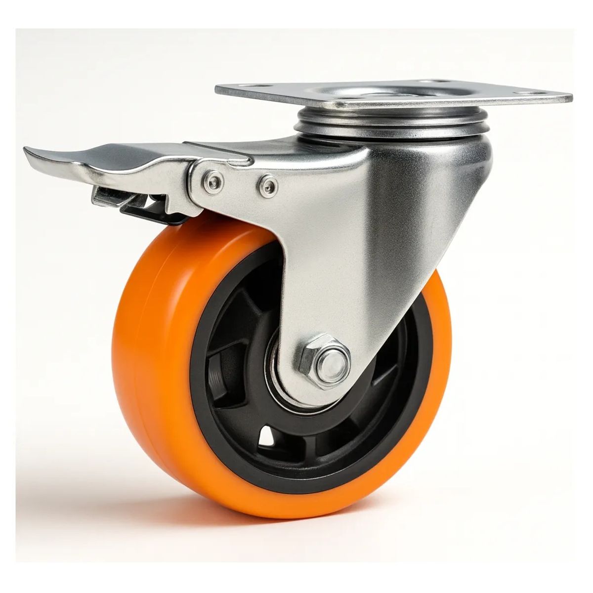 EOLAND - X4 Rueda Giratoria Naranja Rueda Industrial Multiuso 5 Pulgadas