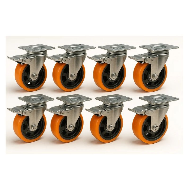 GENERICO - X8 Rueda Giratoria Naranja Rueda Industrial Multiuso 5 Pulgadas