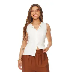 WADOS - POLERA SIN MANGA ABOTONADA EN DELANTERO ESCOTE REDONDO