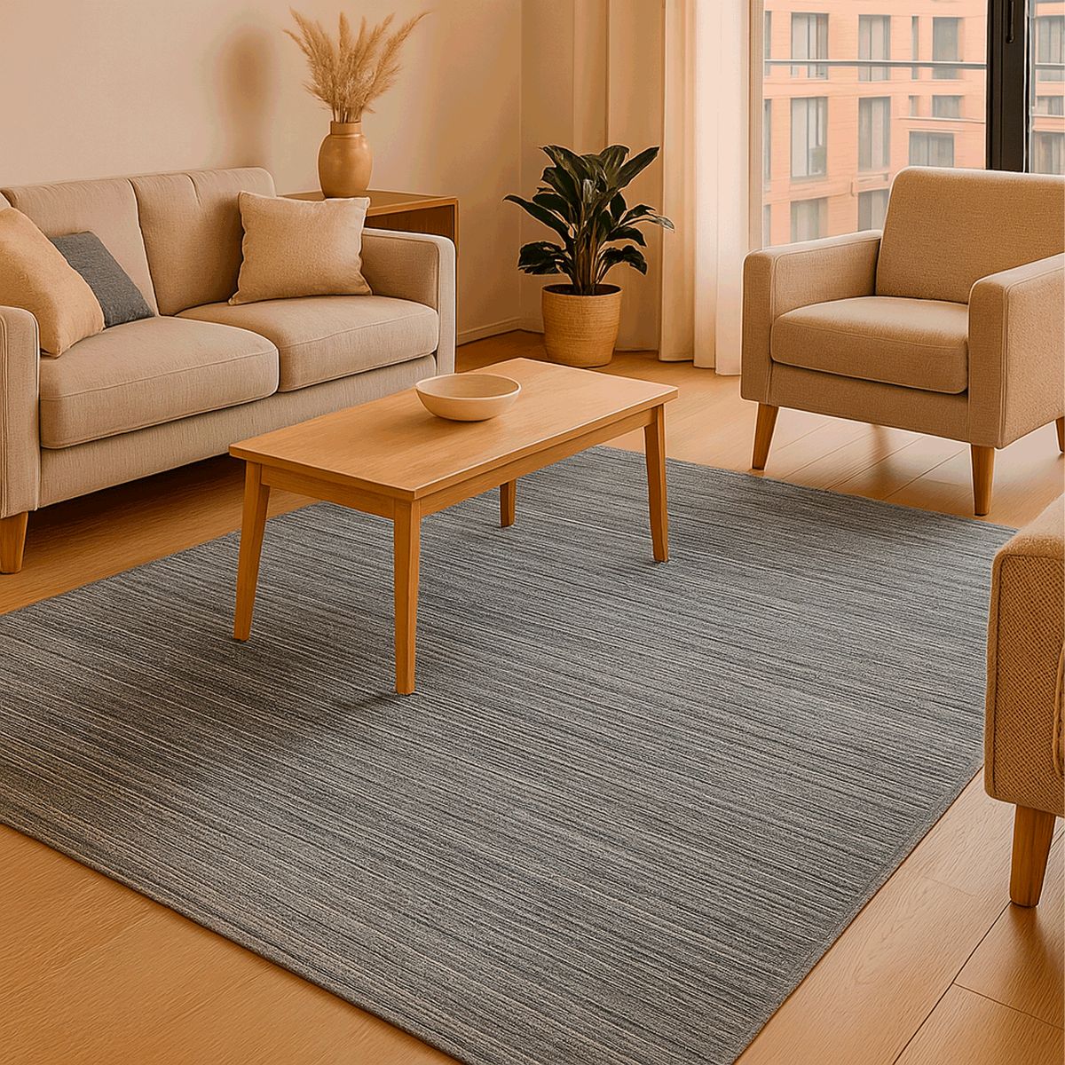 BAZHARS - Alfombra 290X390 cm Natural Rug Cut 2071 Grey Bazhars