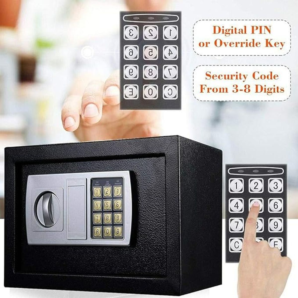 MOVI - CAJA FUERTE ELECTRÓNICA SEGURIDAD DOMÉSTICA CON TECLADO Y LLAVE