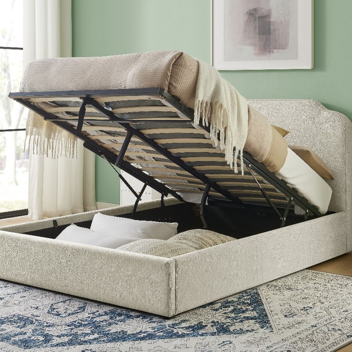 SWEET HOGAR - Cama KING con respaldo almacenamiento incorporado