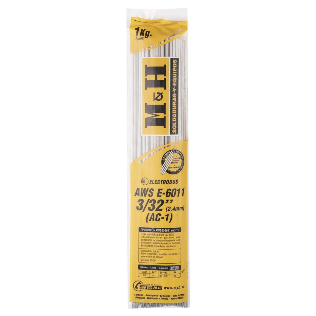 GENERICO - ELECTRODO DE SOLDADURA M&H AC-1 6011 332 KG