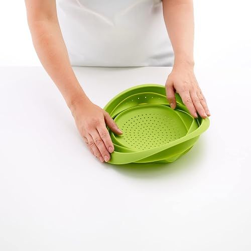 Colador silicona plegable 23cm verde