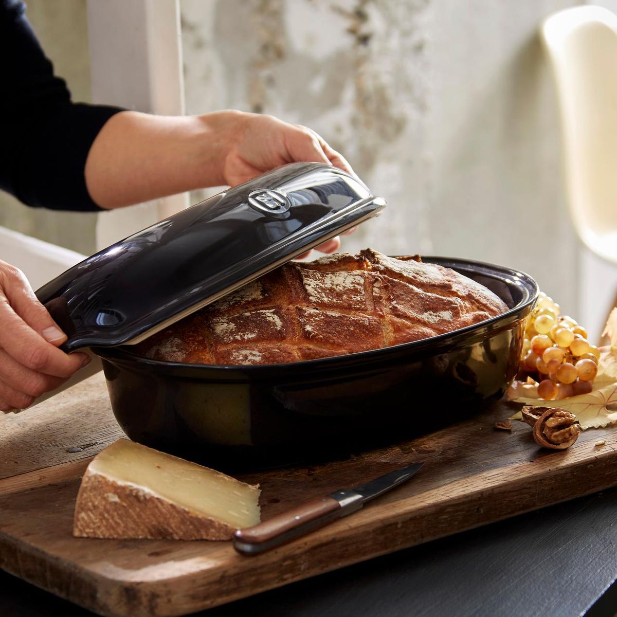 EMILE HENRY - Horno De Cerámica Para Pan Artesanal Gris Oscuro