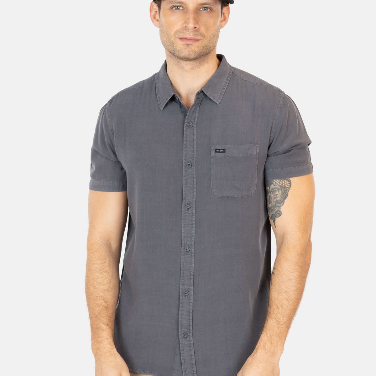 VOLCOM - Camisa MC Barlo Gris Hombre Volcom