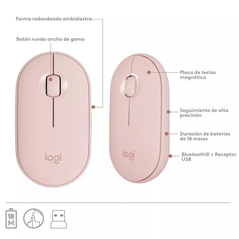 LOGITECH - KIT TECLADO Y MOUSE INALAMBRICO USB ROSA LOGITECH MK470