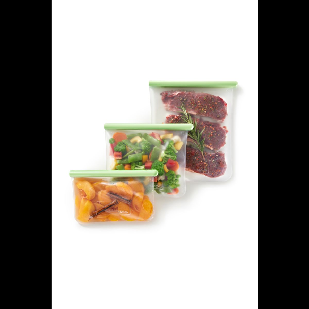 LEKUE - Set de 3 bolsas reutilizables planas