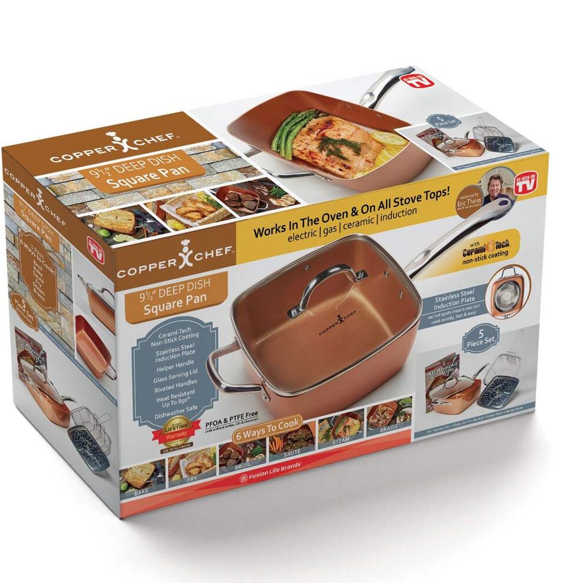 MOVI - SET DE COCINA 5 EN 1 COBRE MULTIUSO FREÍR HORNEAR VAPOR