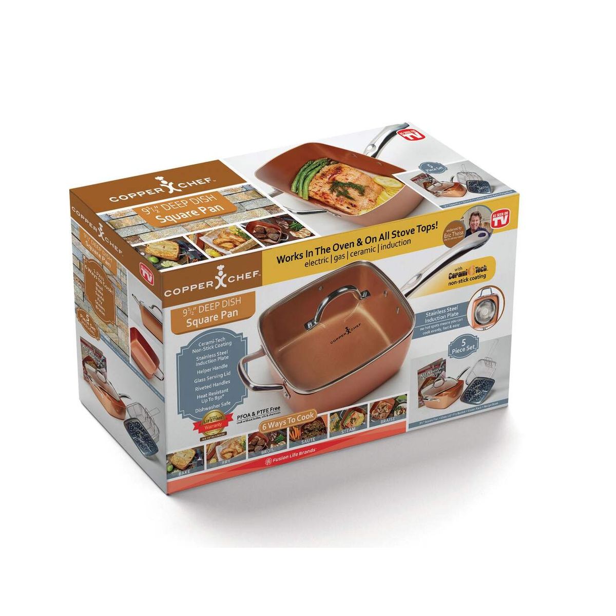 MOVI - SET DE COCINA 5 EN 1 COBRE MULTIUSO FREÍR HORNEAR VAPOR