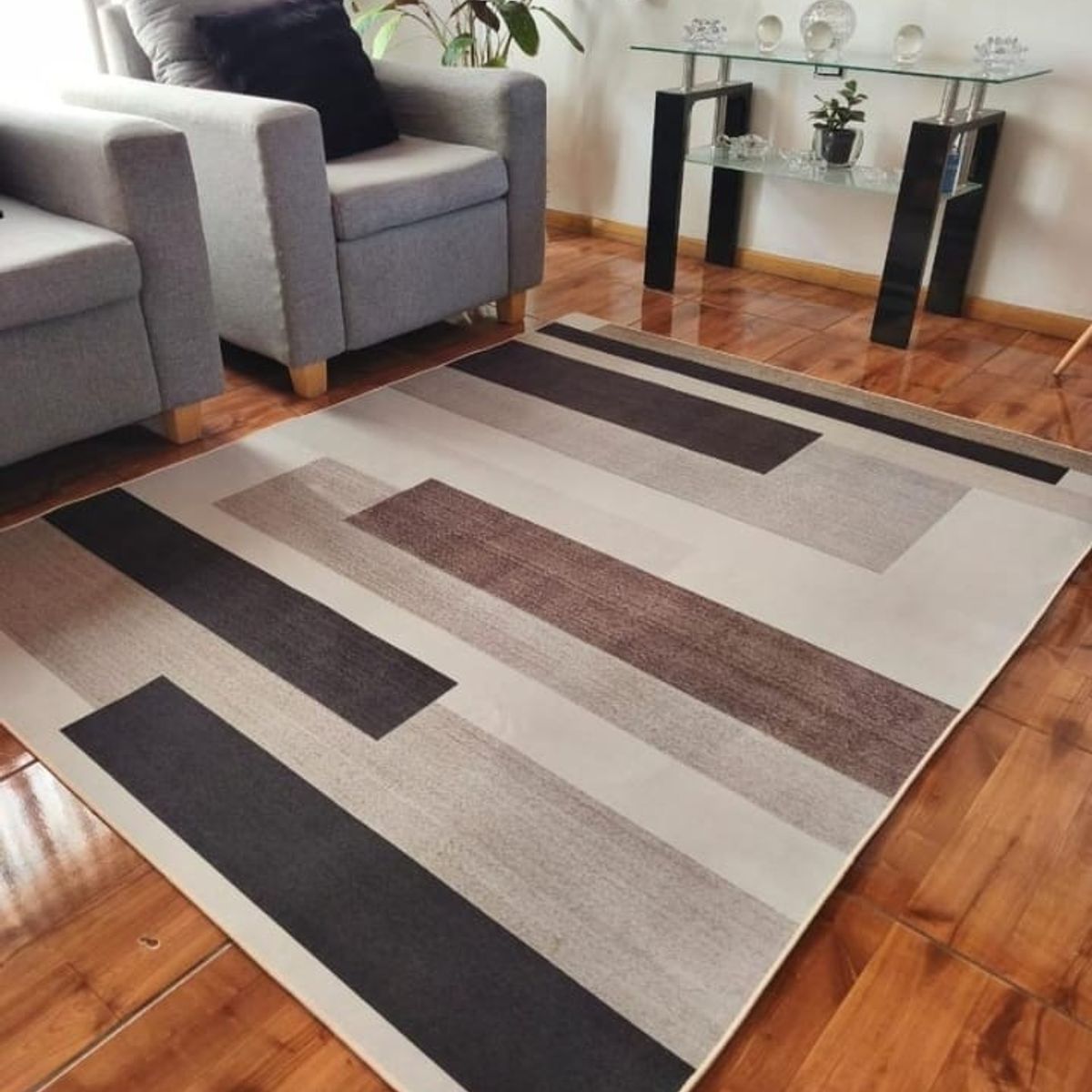 GENERICO - ALFOMBRA MARRON TETRIS 150X200 DISEÑO MODERNO DECORATIVO MP