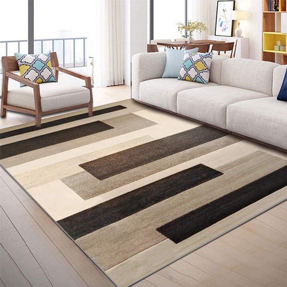 GENERICO - ALFOMBRA MARRON TETRIS 150X200 DISEÑO MODERNO DECORATIVO MP