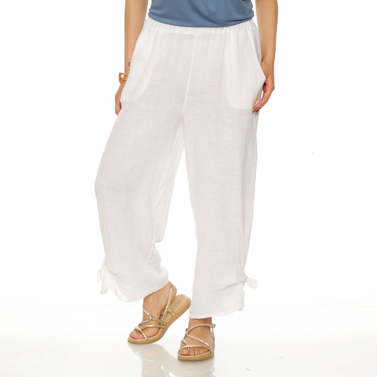 WADOS - PANTALON LINO BASTA CON AMARRAS PRETINA ELASTICADA