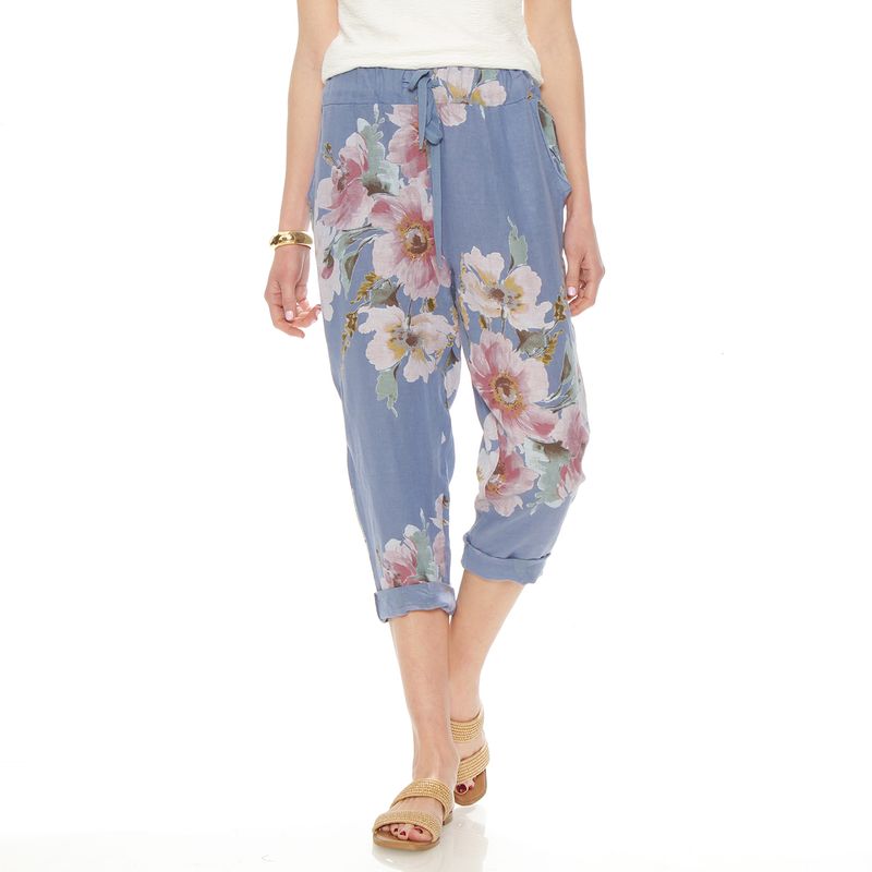 WADOS - PANTALON LINO ESTAMPADO TIRO ALTO PRETINA ELASTICADA