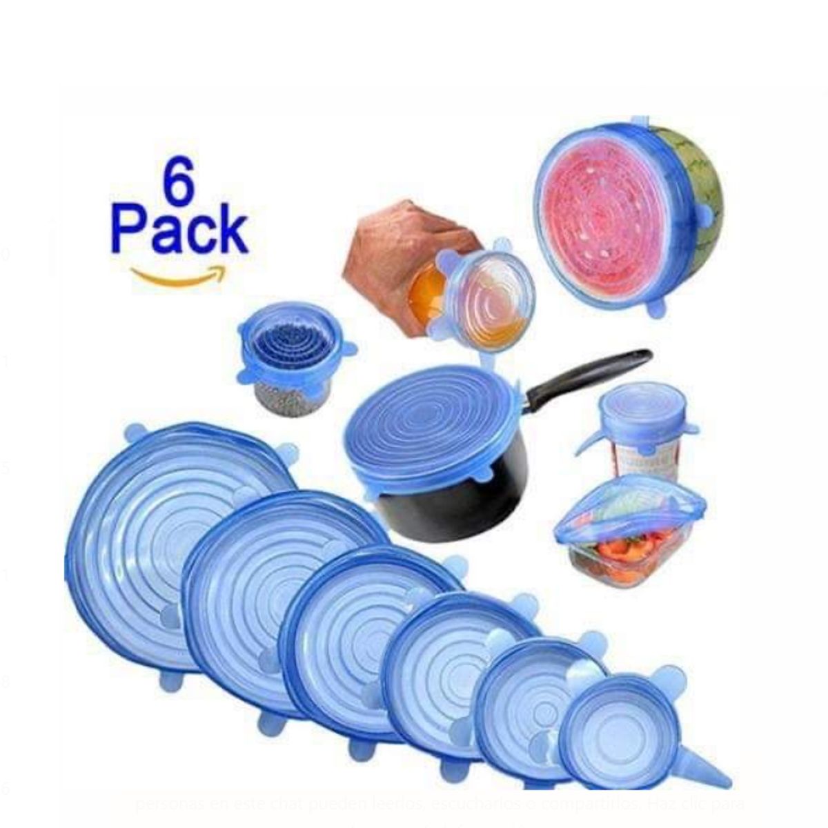 GENERICO - Set 6 Tapas Silicona Extensible Anti Escurrimientos Sellado