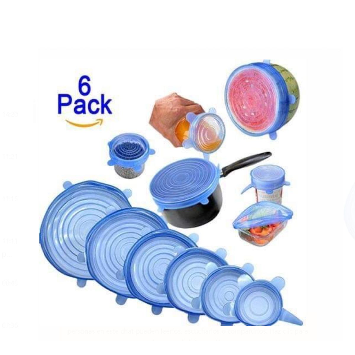 GENERICO - Set 6 Tapas Silicona Extensible Anti Escurrimientos Sellado