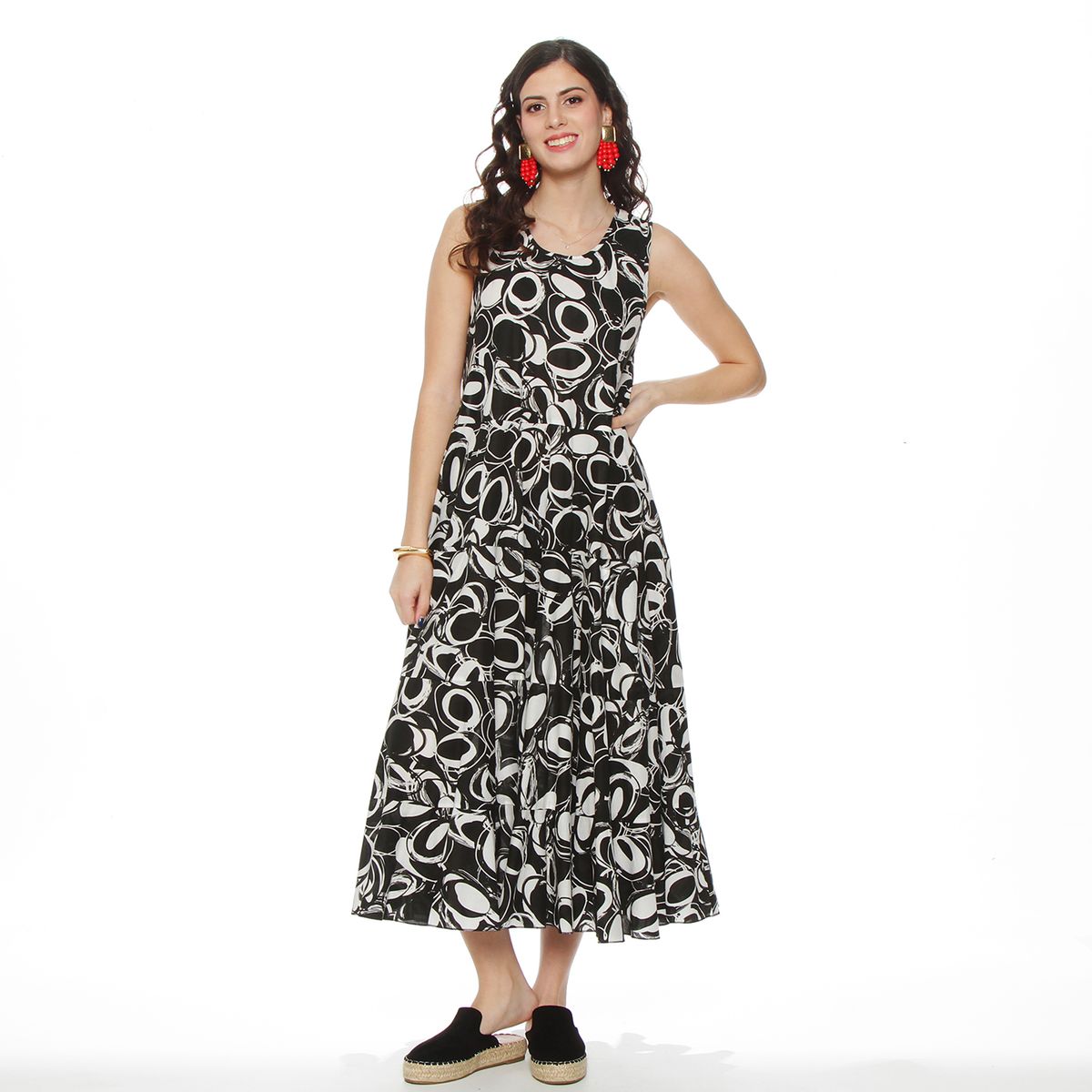 WADOS - VESTIDO SIN MANGA ESTAMPADO ESCOTE REDONDO CON BOLSLLO