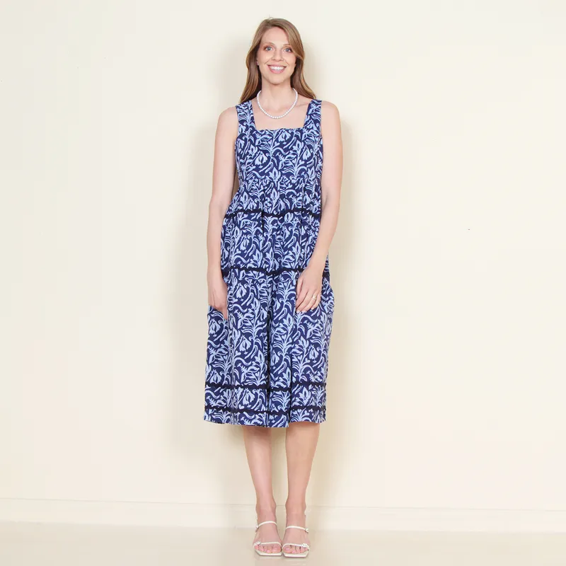 WADOS - VESTIDO SIN MANGA ESTAMPADO ESCOTE CUADRADO