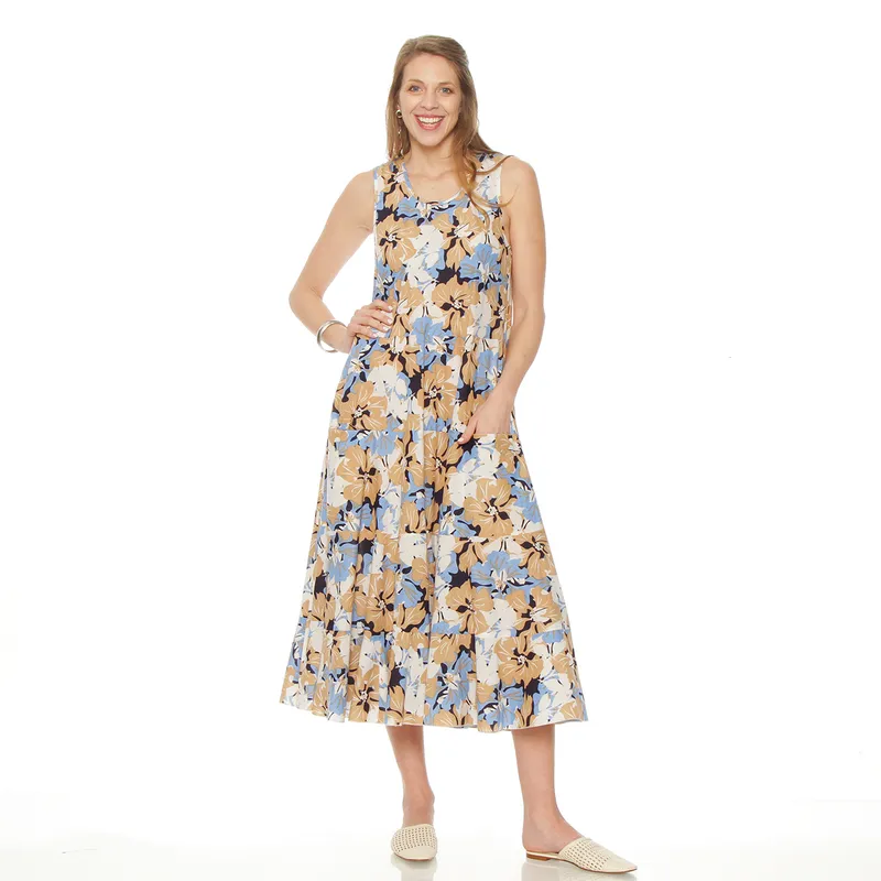 WADOS - VESTIDO SIN MANGA ESTAMPADO ESCOTE REDONDO CON BOLSILLOS