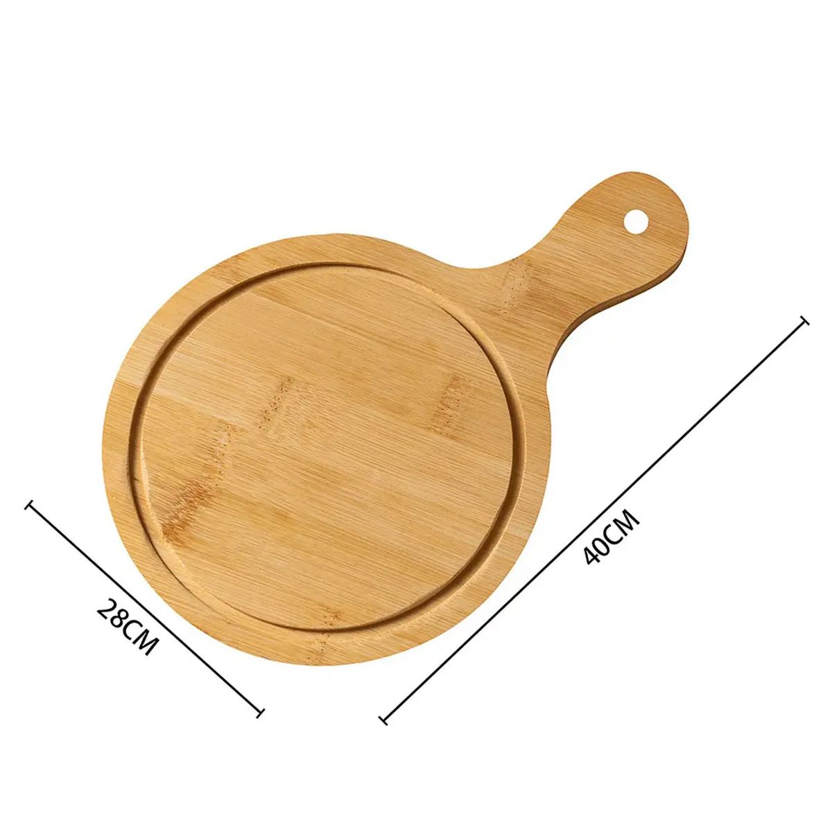 TOPSOC - Tabla Madera Circular Con Asa 28cm
