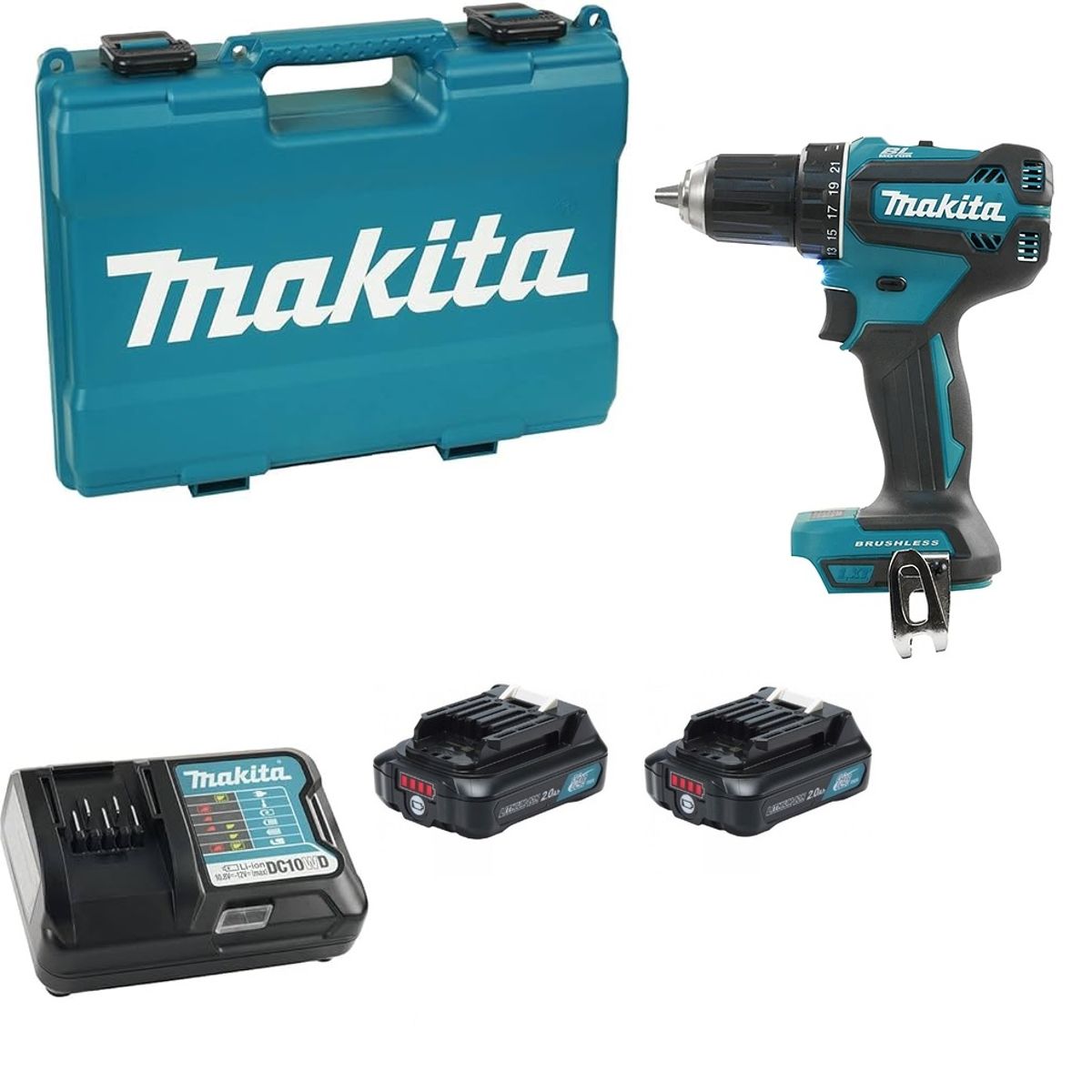 MAKITA - Taladro Atornillador 12V Max + 2 BAT. 12v 2,0 Ah Makita DF333DWYE