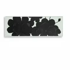 TERRA ESTILO - Cuadro Flor Negra Minimalista en Relieve Acrílico Sobre Lino