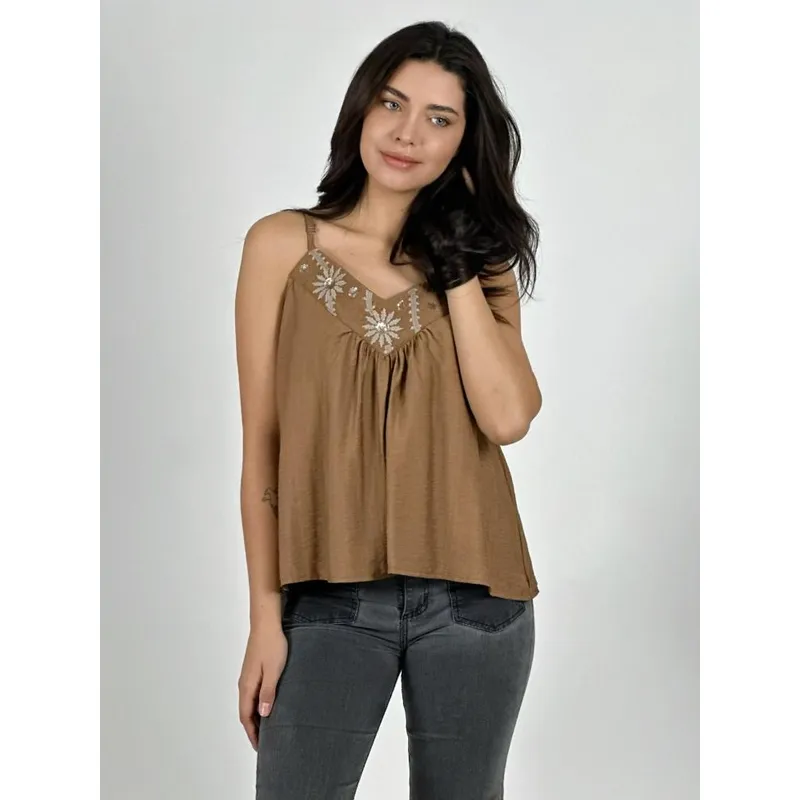 ENIGMATICA BOUTIQUE - Polera Lino Lencera Bordes Boho