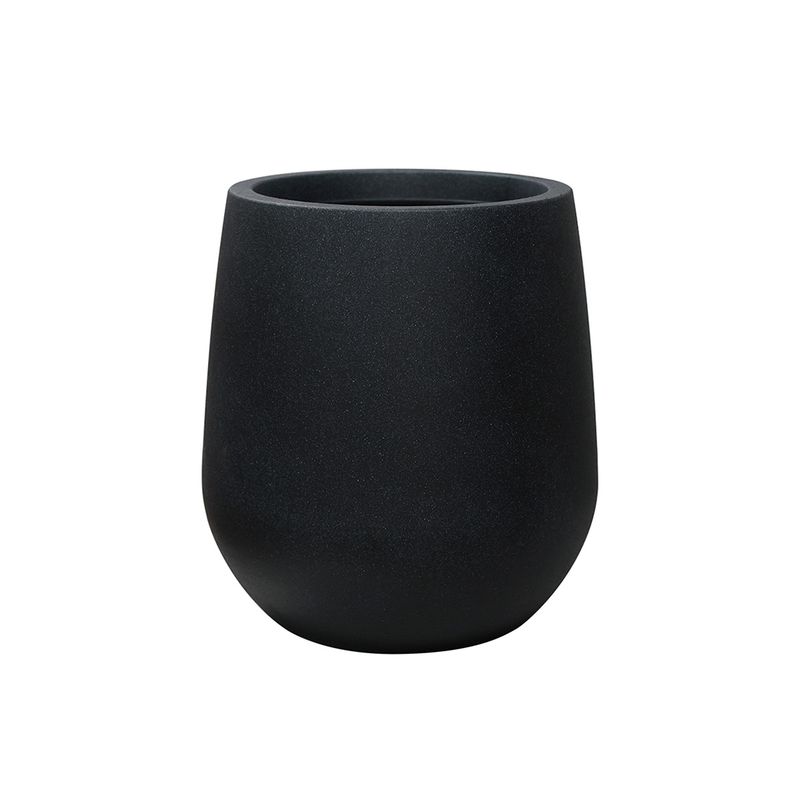 NECTAR - Macetero Cracovia Negro Redondo Poliresina Diámetro 38,5 cm x Alto 42
