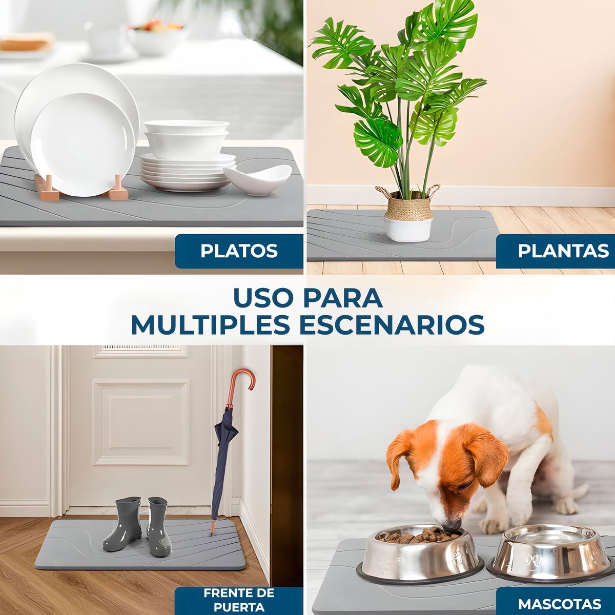 GENERICO - Alfombrilla Baño Absorbente Rápido Gris Piedra Diatomita