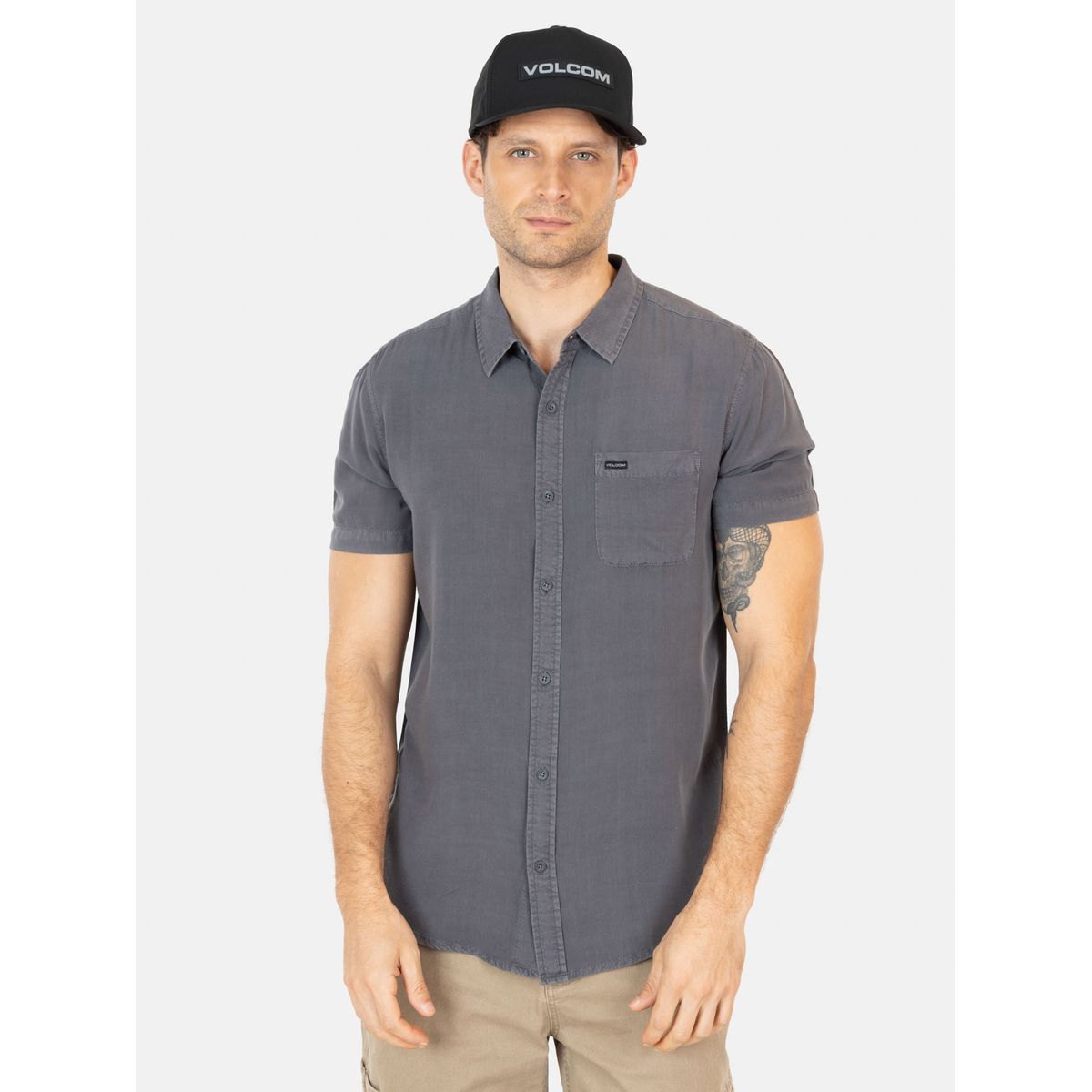 VOLCOM - Camisa MC Barlo Gris Hombre Volcom