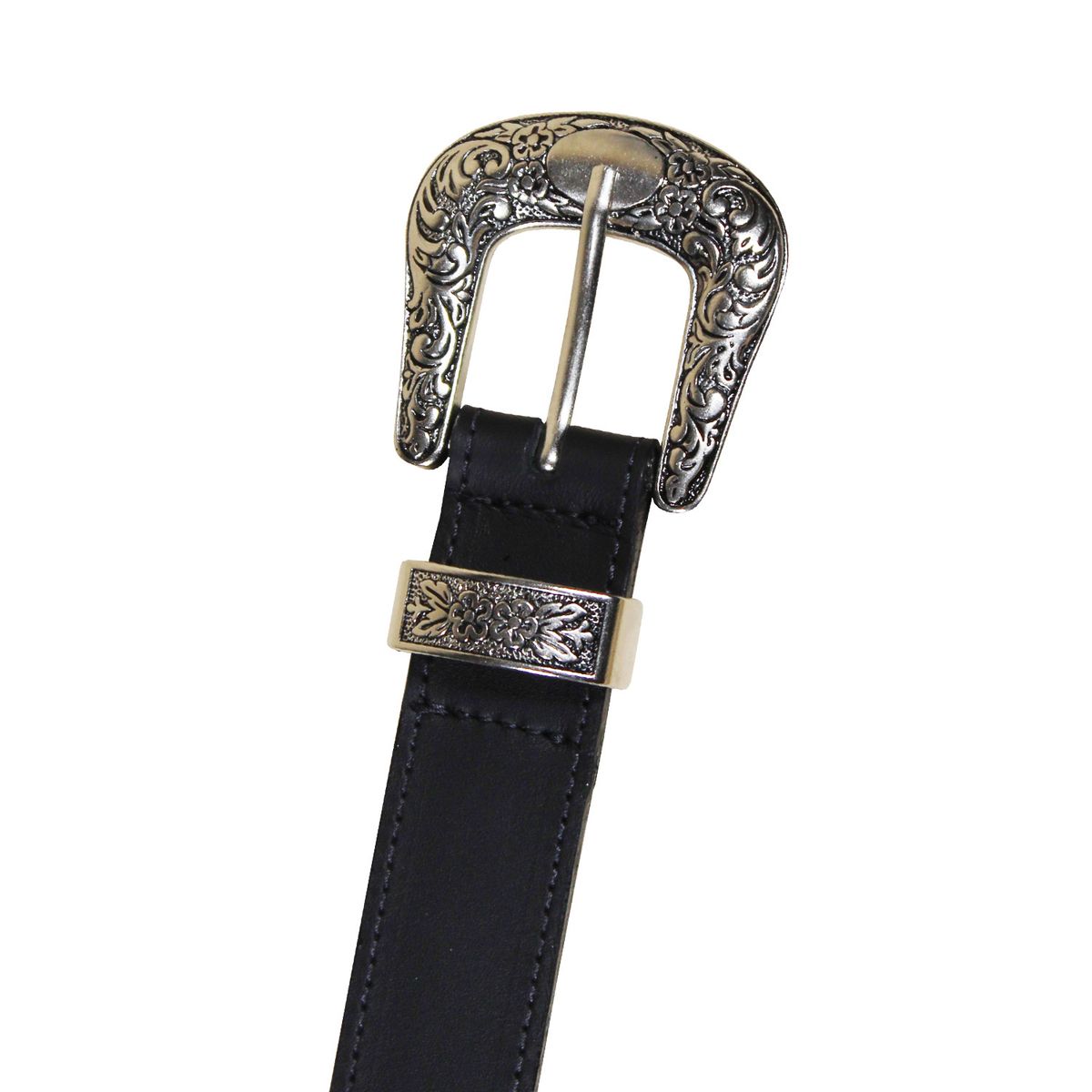 NICOLETTA - Cinturón Cuero Genuino Iris negro