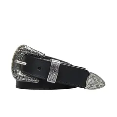 NICOLETTA - Cinturón Cuero Genuino Iris negro