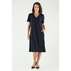 MA GRIFFE - Vestido Largo Azul Marino Mujer Magriffe