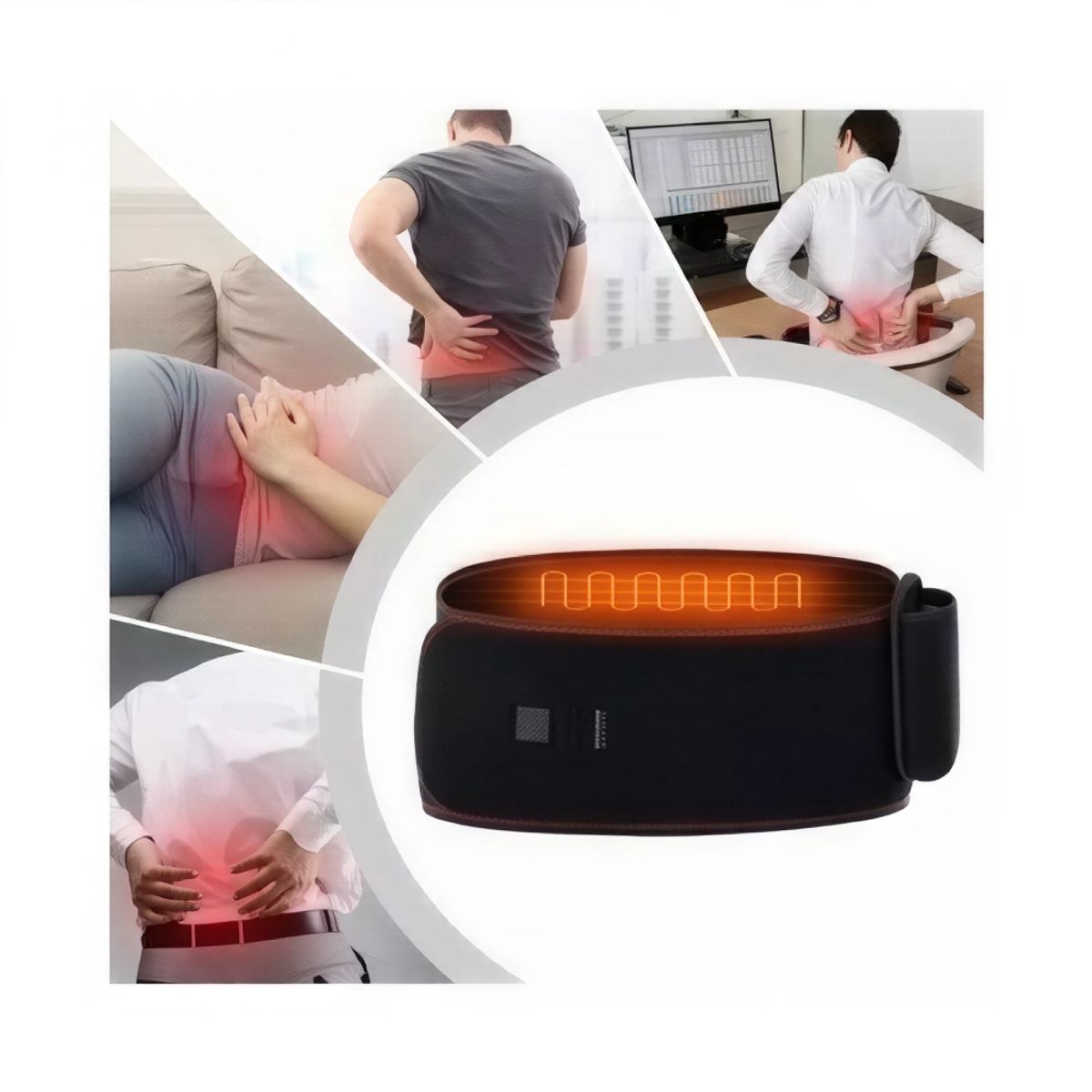 MOVI - Faja Lumbar con Calor 3 Niveles y Bolsillo para Gel Frío