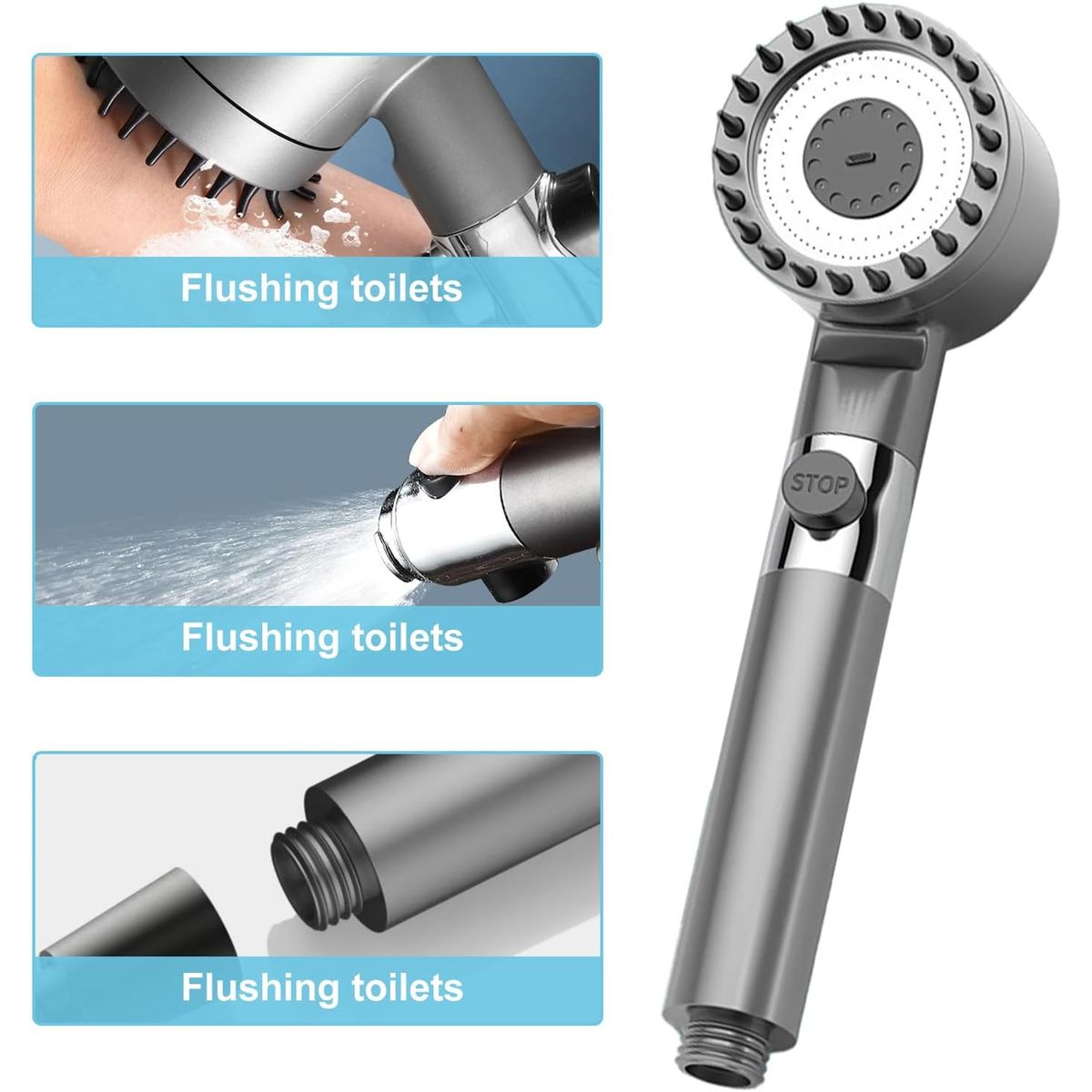 MOVI - DUCHA DE MANO 4 EN 1 MULTIFUNCIÓN ALTA PRESIÓN CON SELECTOR DE MODOS