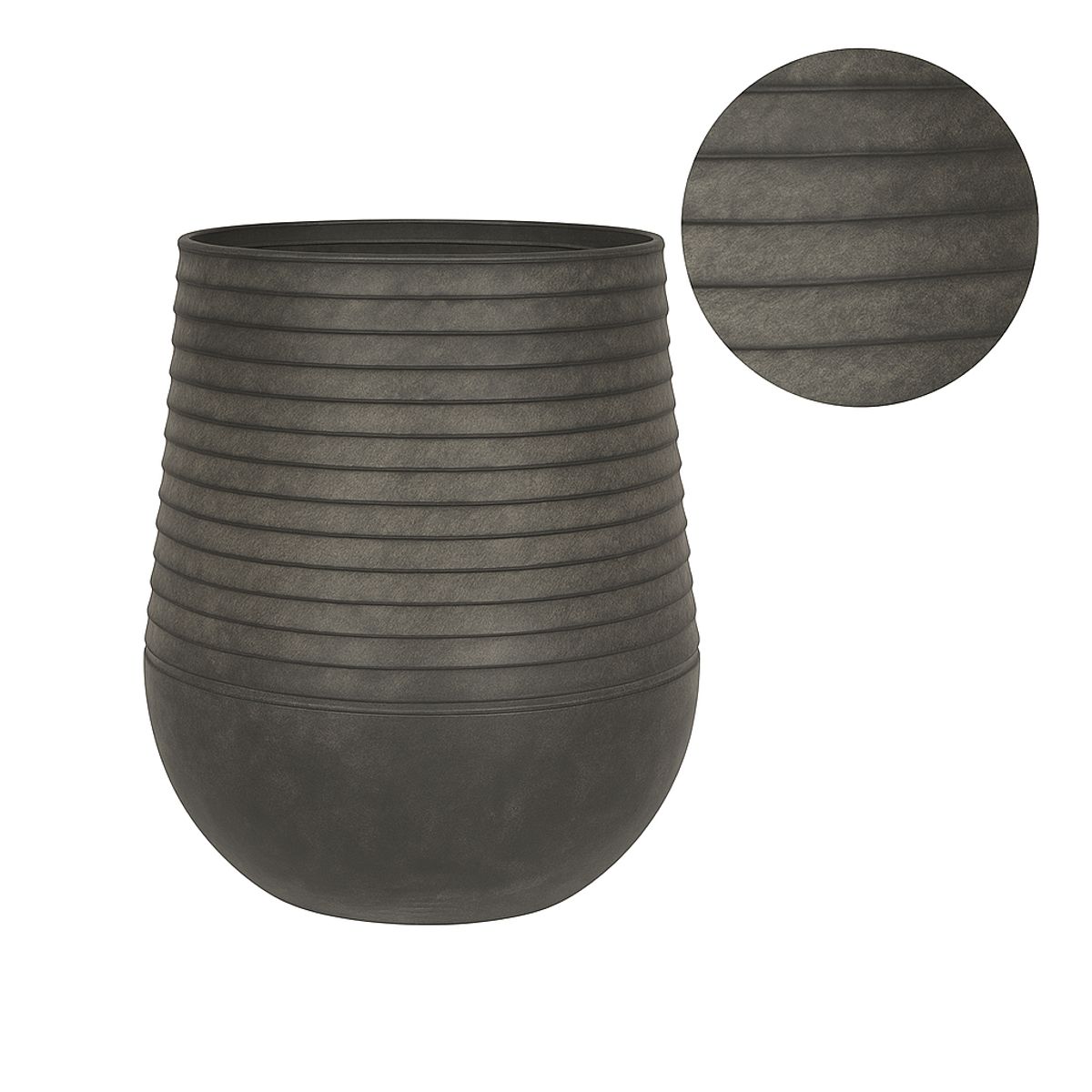 NECTAR - Macetero Ámsterdam Negro Redondo Poliresina Diámetro 28 cm x Alto 37 cm