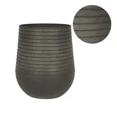 NECTAR - Macetero Ámsterdam Negro Redondo Poliresina Diámetro 28 cm x Alto 37 cm