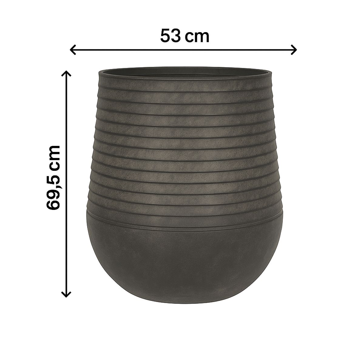 NECTAR - Macetero Ámsterdam Negro Redondo Poliresina Diámetro 28 cm x Alto 37 cm