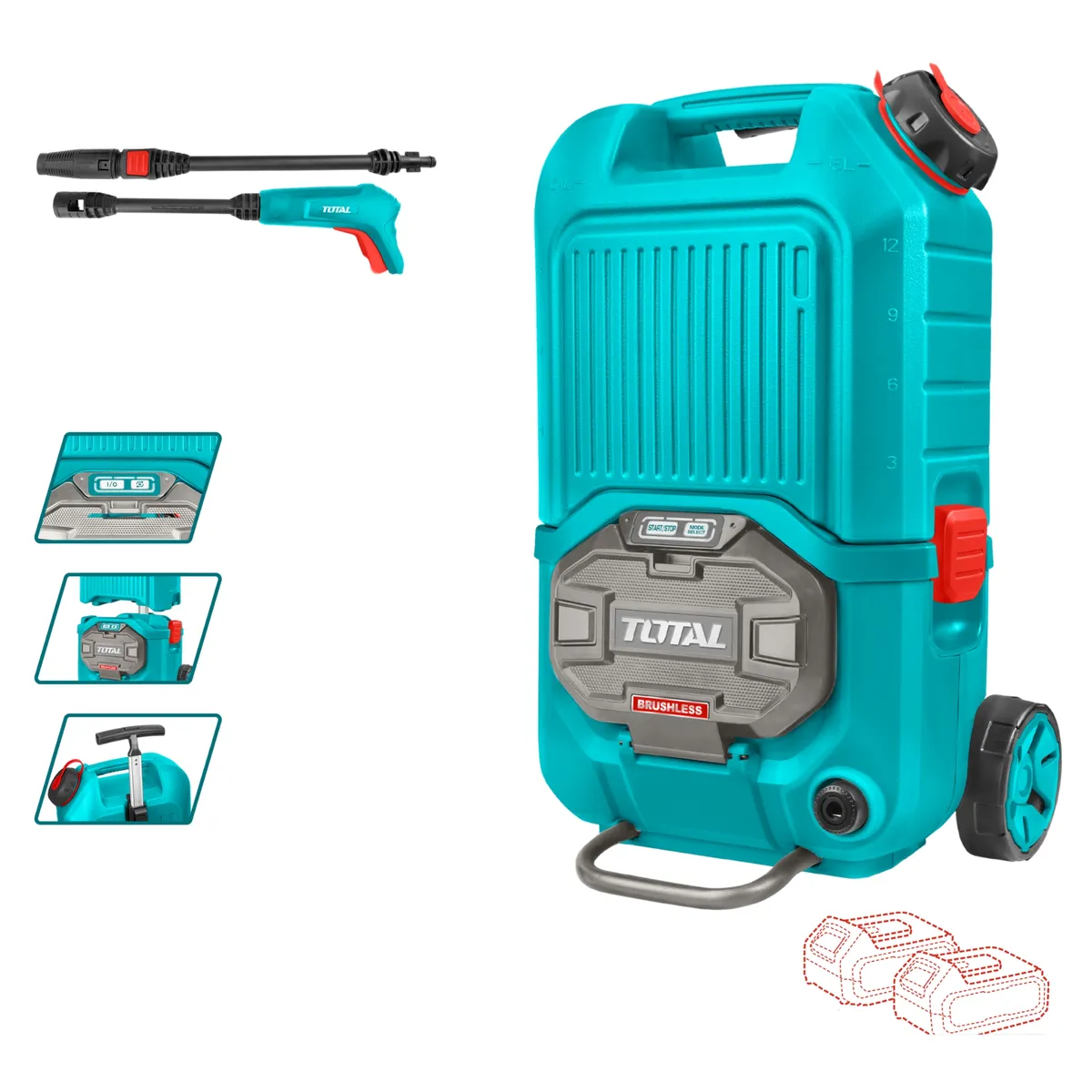 TOTAL TOOLS - Hidrolavadora Inalambrica 80bar 40V Total