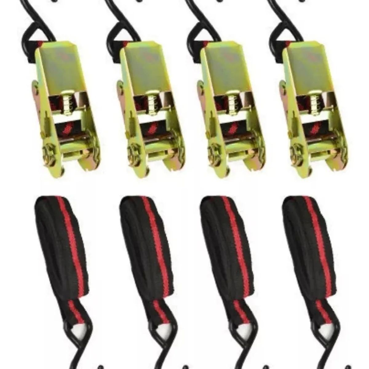 GENERICO - Set Kit Juego Eslinga Cinta Amarre Ratchet 4 Piezas