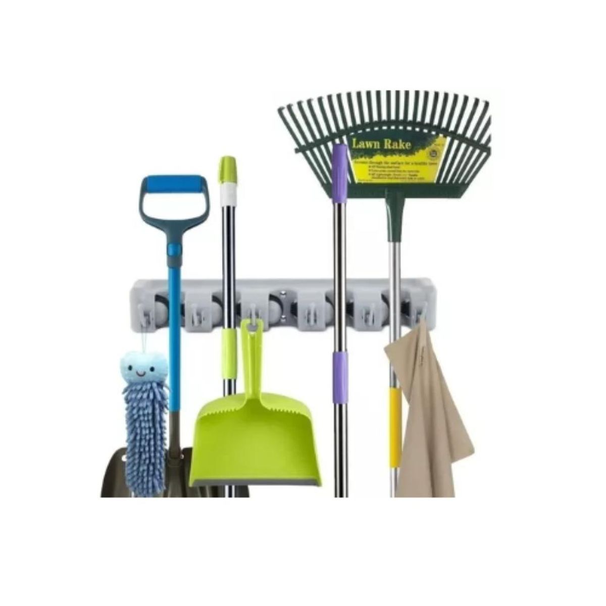 GENERICO - Colgador De Escobas Y Útiles De Aseo Con Ganchos Organizador