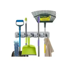 GENERICO - Colgador De Escobas Y Útiles De Aseo Con Ganchos Organizador
