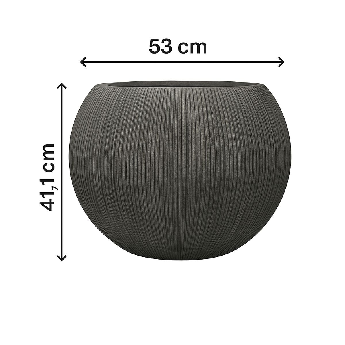 NECTAR - Macetero Belgrado Negro Redondo Poliresina Diámetro 53 cm x Alto 41 cm