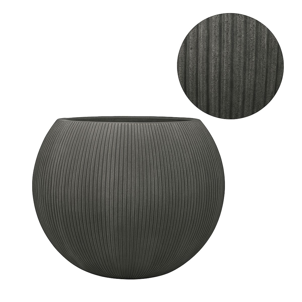 NECTAR - Macetero Belgrado Negro Redondo Poliresina Diámetro 37 cm x Alto 30 cm