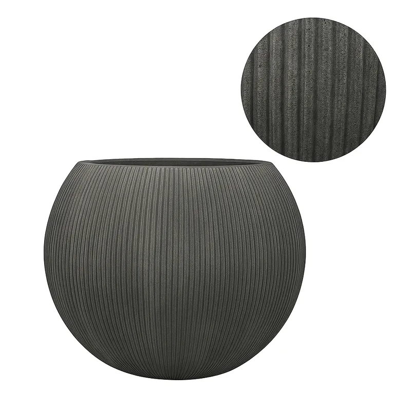 NECTAR - Macetero Belgrado Negro Redondo Poliresina Diámetro 37 cm x Alto 30 cm