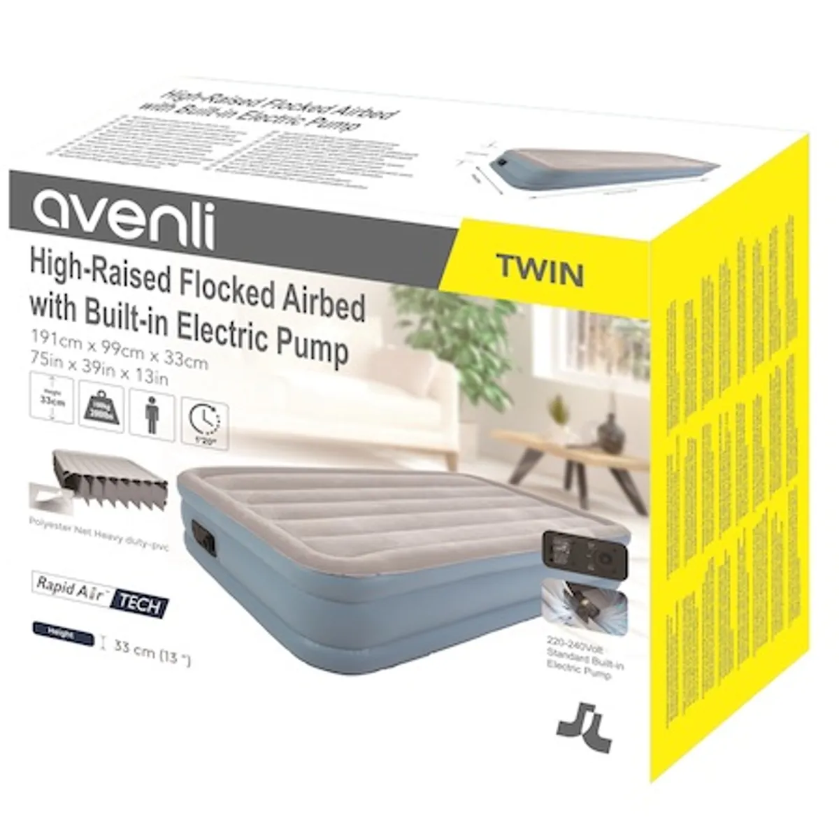 AVENLI - COLCHON INFLABLE ELECTRICO- TWIN
