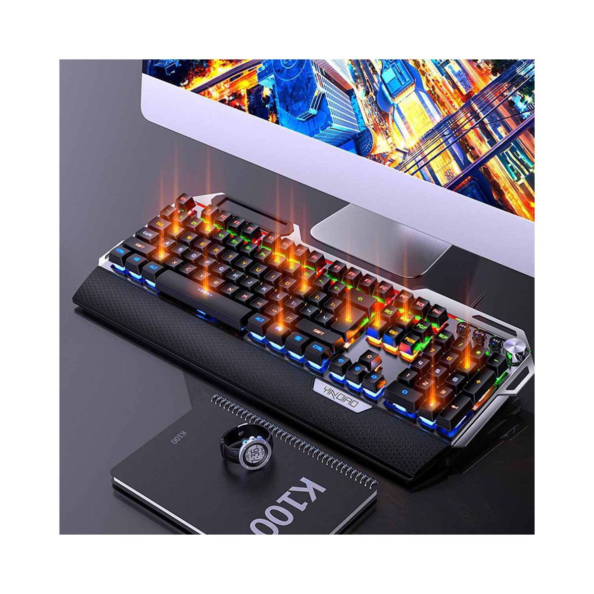 GENERICO - Teclado gamer mecánico retroiluminado k100 yindiao