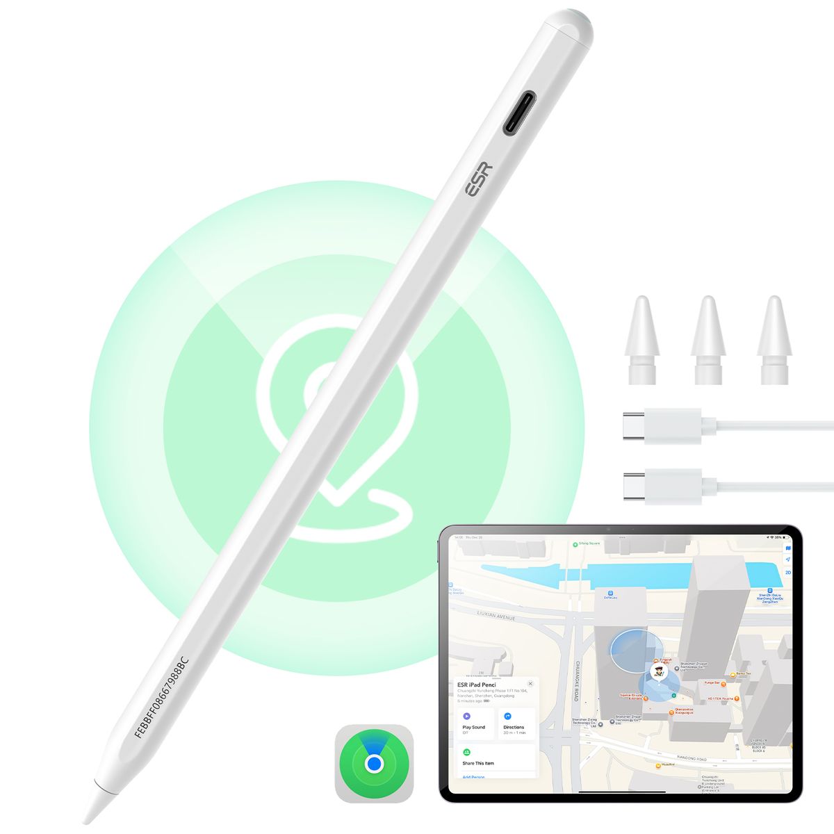 ESR - Pencil ESR Geo Digital Para iPad Con Find My Blanco
