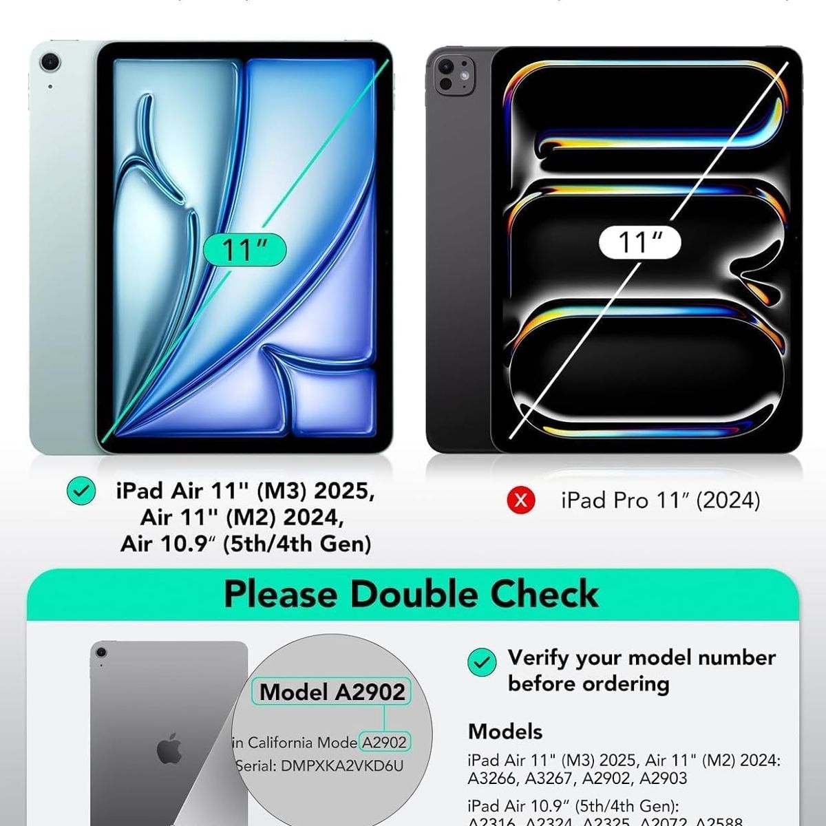 ESR - Funda ESR Para iPad Air 11 M3 / M2 Air 5ª / 4ª 10.9 Flip Celeste